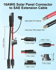 Solar Panel Connector to SAE Adapter Cable 1FT 10AWG