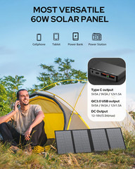 60W Portable Solar Panel Charger for Camping, RV, and Power Stations