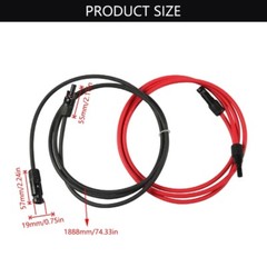 6.5Ft Solar Panel Cable Connector 10AWG Solar Extension Cable Cord