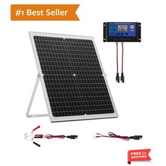 30W 12V Solar Panel Battery Charger, Solar Battery Trickle Charger Maintainer…