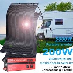 200W Kit de panel solar MONO 5000W Inversor para coche Sistema de alimentación