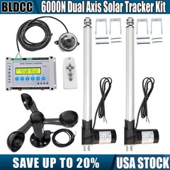 6000N Dual Axis Solar Tracker W/ 18″ Linear Actuators Anemometer Controller Kits