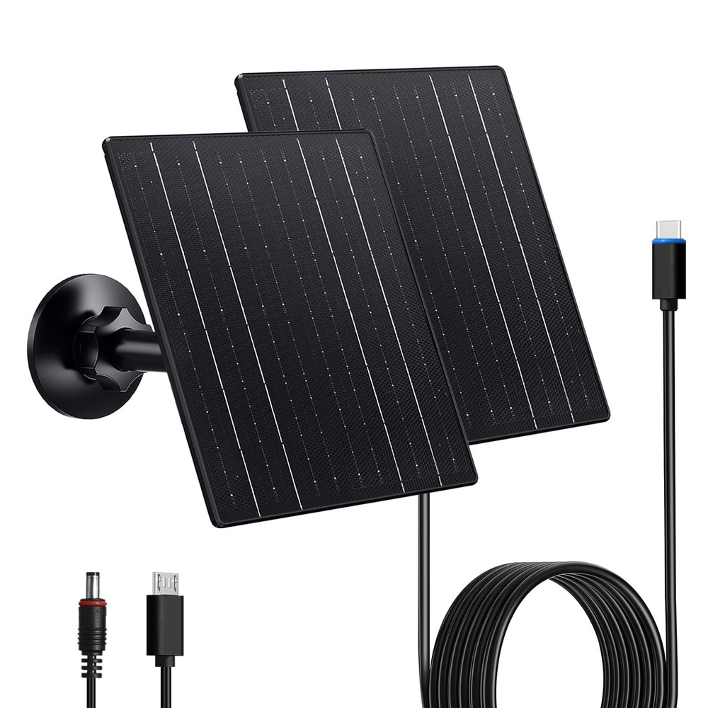 Zivif 10W Solar Panel 2 Pack Black USB-C Micro USB DC