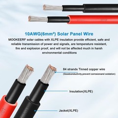 Solar Panel Extension Cable – 10AWG 20FT Solar Wire with Female & Male Waterp…
