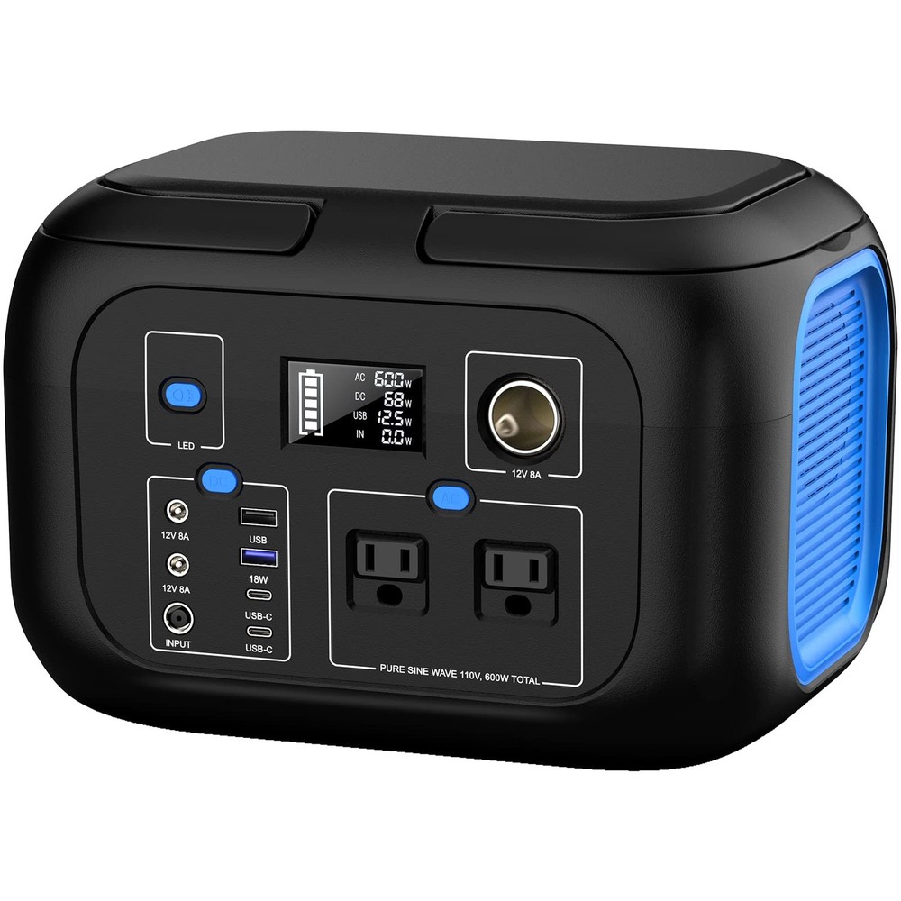 Portable Power Station 600W Power Bank 296Wh Solar Generator Lithium Battery …