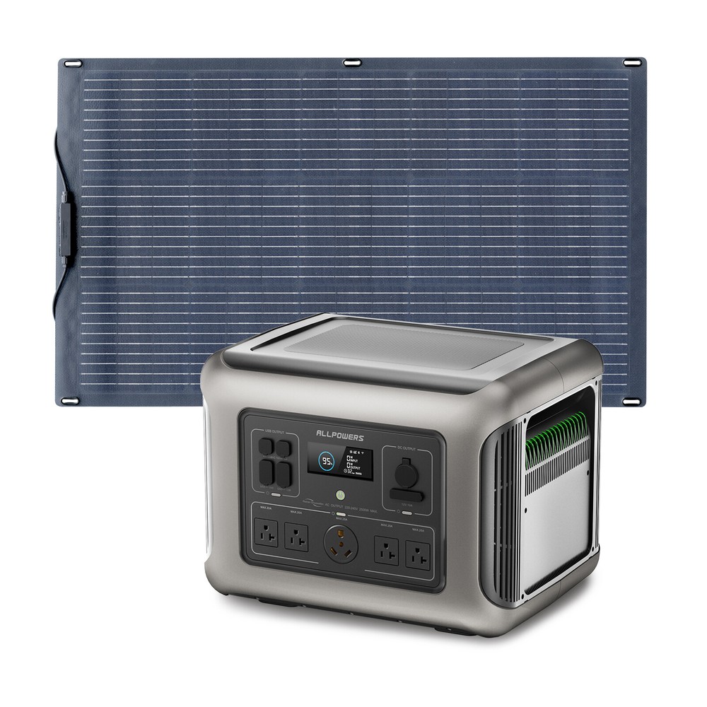 ALLPOWERS 2500W LiFePO4 Portable Power Station & 200W Mono Flexible Solar Panel