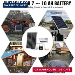 ECO-WORTHY 10W Solar Panel Battery Charger Portable for Charging 12V Battery or