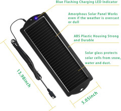Car Battery Trickle Charger & Maintainer 12V Solar Panel Power Battery Charger w