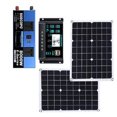 8000W Off-Grid Solar (12V/24V to 110V/220V) 2pcs Solar Panels,Charge Controlleid