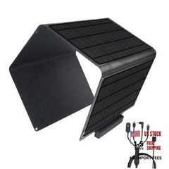 30W Solar Panel Charger, Portable Foldable Solar Panel with 3USB Black