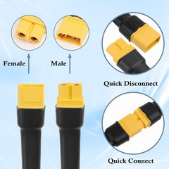 MOOKEERF 2PCS XT60 Extension Cable 10AWG 3FT XT60 to XT60 Cable with Male to …