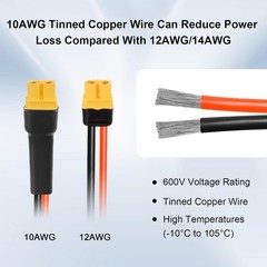50FT 10AWG Solar to XT60 Extension Cable – Heavy-Duty Power Transfer