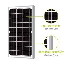 Newpowa 10W 12V Mono Solar Panel Off-Grid RV Gate Battery Charger Durable