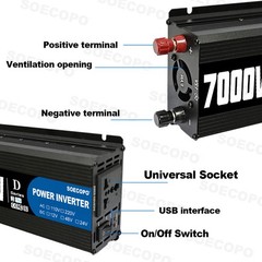 SOECOPO 7000W Solar System Kit,100A Controller, 12V DC to 110V/220V