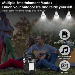 Portable Solar Power Station Rechargeable Backup Power Bank w/Flashlight 3 Light