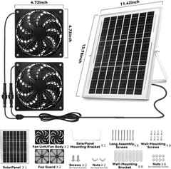 Solar Powered Fan Kit Weatherproofed Exhaust Fan Air Ventilation Equipment W/
