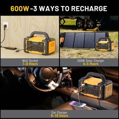 Portable Power Station 600W Solar Generator Backup Battery for Camping Home