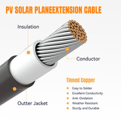 50ft Black + 50ft Red 10AWG Solar Panel Extension Cable Flexible Wire Connectors