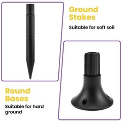 SATUY 10 Pcs Solar Light Stakes 10 Ground & Round Bases, Black