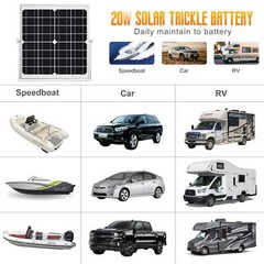 Solar Panel Kit 20W 12V Solar Battery Trickle Charger Maintainer + Upgrade Co…