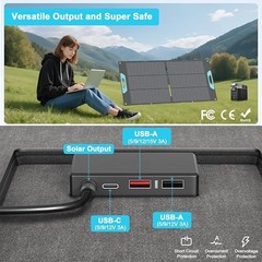 Portable Solar Panel 110W Foldable USB-C QC3.0 7-in-1 Adapter for Camping RV
