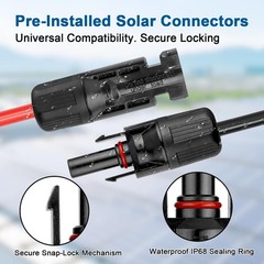 XRDS -RF Solar Panel Cable 20FT, 10AWG Solar Extension Cable with Male and Fe…