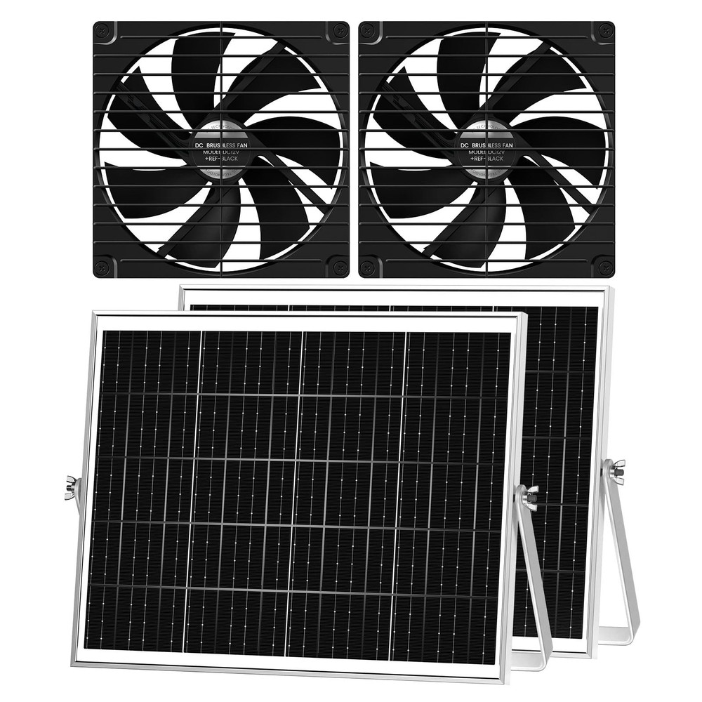 Solar Greenhouse Fan 7.1 25W 2 Pack
