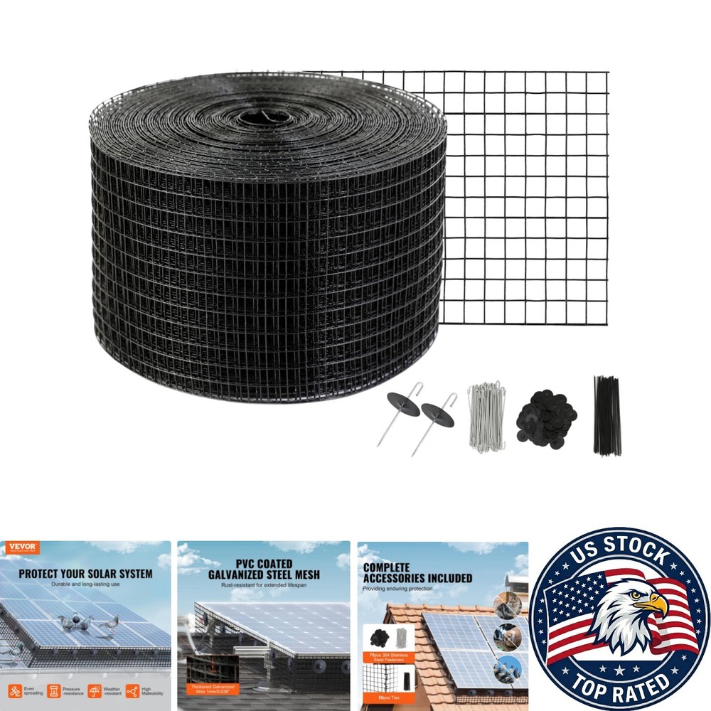 Durable 8in x 100ft Solar Panel Critter Guard – Easy Installation & 70 Fasteners