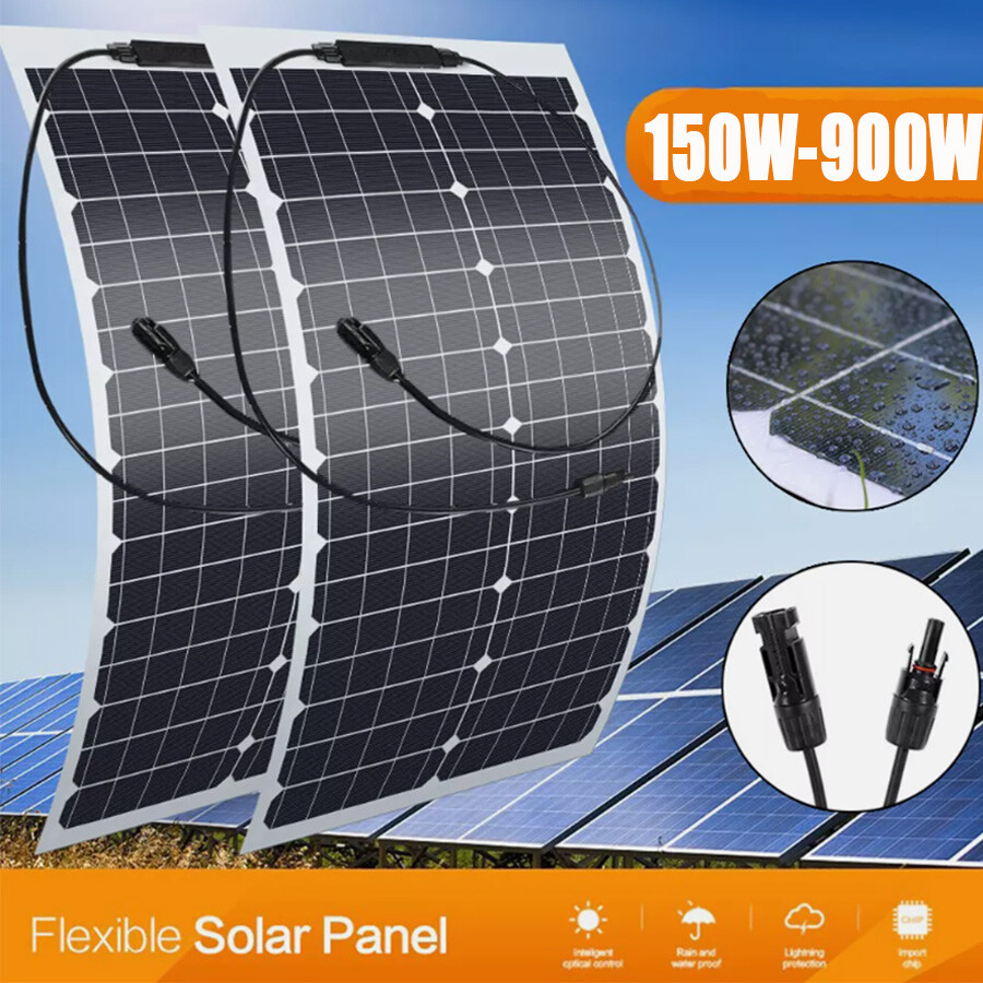 150-900W 12V Monocrystalline Solar Panel Module Off Grid PV Power f/ Home RV Car