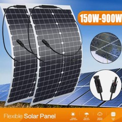 150-900W 12V Monocrystalline Solar Panel Module Off Grid PV Power f/ Home RV Car