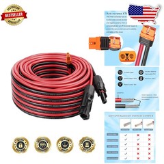 Heavy-Duty 50ft 10AWG Solar Panel to XT60i Cable | 600V | Waterproof Connector