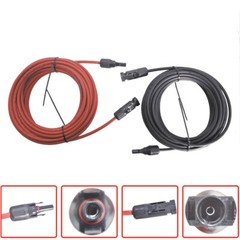 20 Feet 12AWG Black + Red Solar Panel Extension Cable Wire Connector 1 Pair