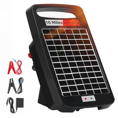 10 Miles Solar Powered Electric Fence Charger – 0.18J Output, 24/7 Day/Night Pro