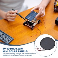 2 Pieces Mini Solar Panels 4V 0.52W 130mA for 73mm with 2 Cables