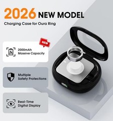 Charging Case for Oura Ring Gen 5, 4 & 3 Charger, 2000mAh Portable Travel Black