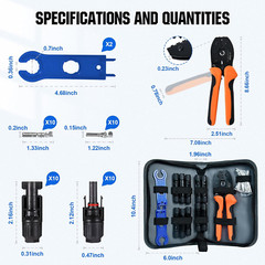 Solar Cable MC-4 Connector-Crimping Tool Kit,10 Pairs Male/Female Connectors