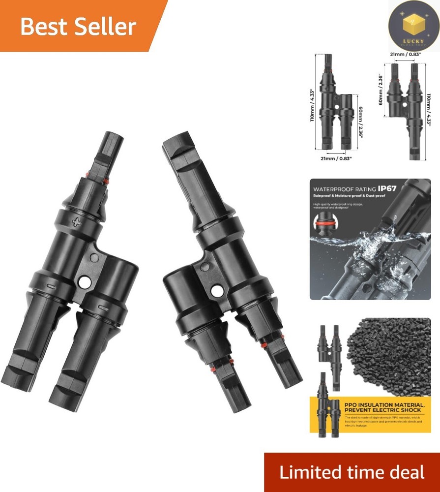 Effortless Plug-and-Play Solar Connectors, 2 to 1 Y Connector Set for RV & Boats