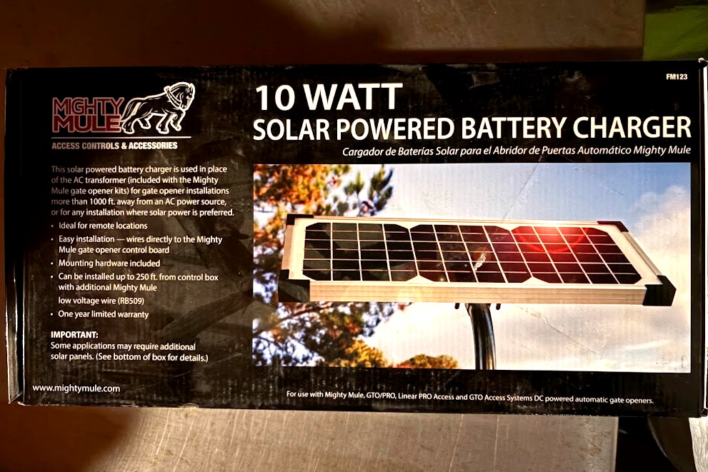 FM123 Solar Panel Kit,Compatible with Mighty Mule Automatic Gate Openers 10 Watt