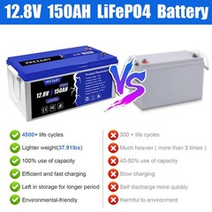 PFCTART 150AH LiFePO4 Lithium Battery Built-in Smart BMS for Solar RV Camping US