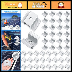 48 Pack Solar Panel Mid Clamps – 1.06″ Aluminum Mounting Brackets for Solar Pane