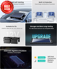 7.5W Solar Battery Trickle Charger Maintainer 12V Portable Waterproof Kit US