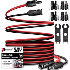 10 AWG 40 FT Solar Panel Extension Cable w/ Female / Male Connectors & Spanners