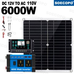 6000W 110V 100A Solar Panel Kit Complete Solar Power Generator Home Grid Syste