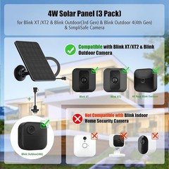 3 Pack Solar Panel Charger Blink Outdoor Camera 4W Waterproof Efficient Mounting