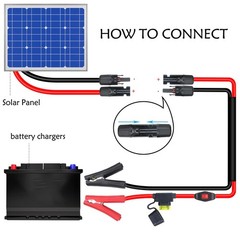 RIIEYOCA 14AWG Battery Alligator Crocodile Clip to Solar Connector Black