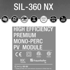 360W SILFAB Solar Panel 72 Cell Monocrystalline PERC PV Module 26Pcs, One Pallet
