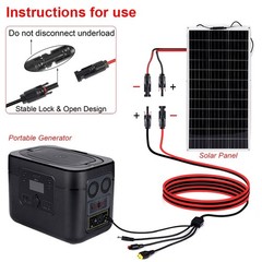 Solar Panel Extension Cable 4 In 1 DC5521 7909 XT60 Female Connector PV Wire 3ft