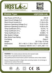 HQST 200W Solar Panel, N-Type, 16BB, up to 25.4% Efficiency, IP65 | Compact 46.3