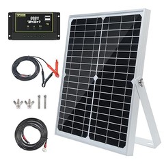 30W 12V/24V Solar Panel Kit, Monocrystalline Solar Battery Trickle 30W-KIT