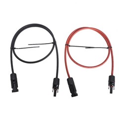 1 Pair 10 AWG 3 Feet Black + Red Solar Panel Extension Cable Wire Connector